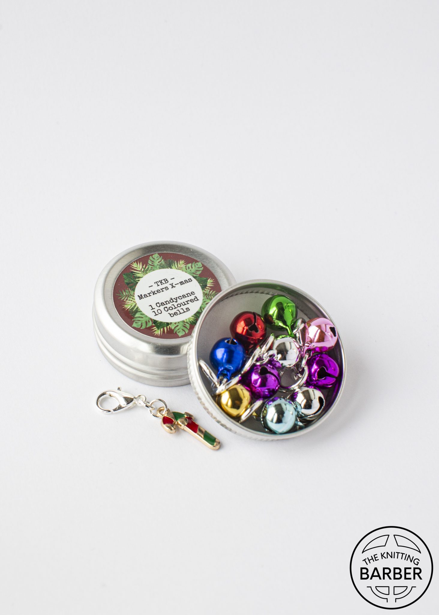Maschenmarkierer - 10 Ringe mit farbigen Glöckchen und Zuckerstange
